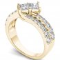 14K Yellow Gold 1.50 Ct Brillant Princess Cut Diamond Two Stone Engagement Ring