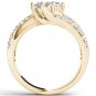 14K Yellow Gold 1.50 Ct Brillant Princess Cut Diamond Two Stone Engagement Ring
