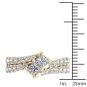 14K Yellow Gold 1.50 Ct Brillant Princess Cut Diamond Two Stone Engagement Ring