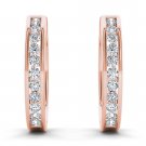 Solid 10k Rose Gold 0.33 Ct Natural Round Cut Diamond Hoop Earrings HI I2