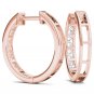 Solid 10k Rose Gold 0.33 Ct Natural Round Cut Diamond Hoop Earrings HI I2