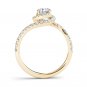 14k Yellow Gold 0.75 Ct Round Cut Diamond Classic Bypass Halo Engagement Ring