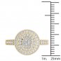 Solid 10k Yellow Gold 0.50Ct Diamond Round Cluster Halo Engagement Ring Set HI