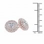 1.00 Ct Natural Round Cut Diamond Halo Stud Earrings in 10k Rose Gold  HI