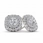 1.00 Ct Natural Round Cut Diamond Double Halo Stud Earrings in 10k White Gold
