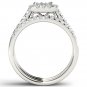 Solid 14k White Gold 1.24 Ct Diamond Wedding Band Engagement Ring Set HI I2