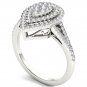 Genuine 14K White Gold 0.51 Ct Round Cut Diamond Pear Shaped Engagement Ring