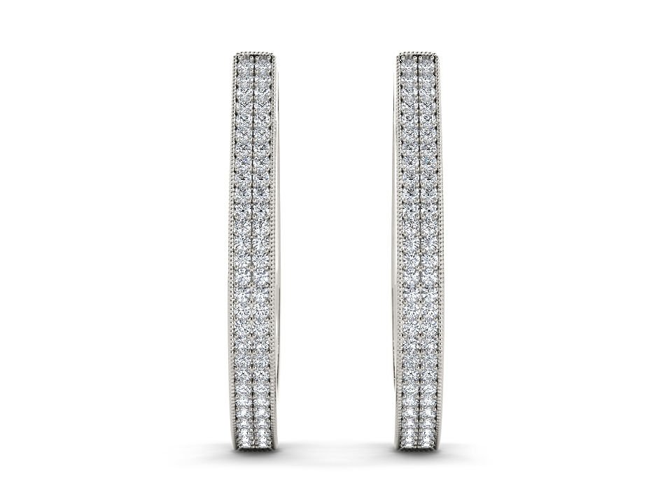 Natural 10k White Gold 0.33 Ct Round Cut Diamond Hoop Earrings HI I2 Hooks