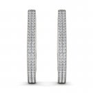 Natural 10k White Gold 0.33 Ct Round Cut Diamond Hoop Earrings HI I2 Hooks