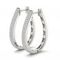 Natural 10k White Gold 0.33 Ct Round Cut Diamond Hoop Earrings HI I2 Hooks