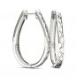 Natural 10k White Gold 0.33 Ct Round Cut Diamond Hoop Earrings HI I2 Hooks