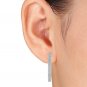 Natural 10k White Gold 0.33 Ct Round Cut Diamond Hoop Earrings HI I2 Hooks