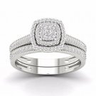 Solid 10k White Gold 0.33Ct Diamond Cluster Halo Engagement Ring Set (HI,I2) Solid 10k White Gold 0.33Ct Diamond Cluster Halo Engagement Ring Set (HI,I2)