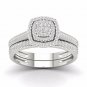 Solid 10k White Gold 0.33Ct Diamond Cluster Halo Engagement Ring Set (HI,I2)