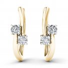 10k Yellow Gold 0.33 Ct Brilliant Round Cut Diamond Two-Stone Hoop Earrings 10k Yellow Gold 0.33 Ct Brilliant Round Cut Diamond Two-Stone Hoop Earrings