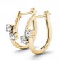 10k Yellow Gold 0.33 Ct Brilliant Round Cut Diamond Two-Stone Hoop Earrings
