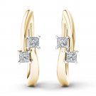 10k Yellow Gold 0.33 Ct Brilliant Princess Cut Diamond Two-Stone Hoop Earrings 10k Yellow Gold 0.33 Ct Brilliant Princess Cut Diamond Two-Stone Hoop Earrings
