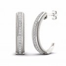 S925 Sterling Silver 0.25Ct Round Cut Diamond  Half- Hoop Earrings I2