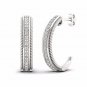 S925 Sterling Silver 0.25Ct Round Cut Diamond  Half- Hoop Earrings I2