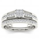 Solid 10k White Gold 0.50 Ct Princess Cut Diamond Engagement & Wedding Ring Set Solid 10k White Gold 0.50 Ct Princess Cut Diamond Engagement & Wedding Ring Set