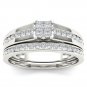Solid 10k White Gold 0.50 Ct Princess Cut Diamond Engagement & Wedding Ring Set