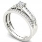 Solid 10k White Gold 0.50 Ct Princess Cut Diamond Engagement & Wedding Ring Set