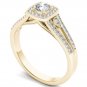 14k Yellow Gold 0.51Ct Natural Diamond Round Stone Halo Engagement Ring Set HI