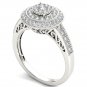 Solid 10k White Gold 0.50Ct Diamond Round Cluster Halo Engagement Ring Set HI I2