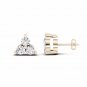 0.33 Ct Natural Round Cut Diamond Three Stone Stud Earrings in 10k Yellow Gold