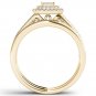 14k Yellow Gold 0.33Ct Natural Diamond Halo Engagement Ring Set HI,I2