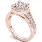Natural 10k Rose Gold 0.50Ct Round Diamond Cluster Halo Engagement Ring Set HI