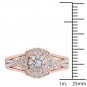 Natural 10k Rose Gold 0.50Ct Round Diamond Cluster Halo Engagement Ring Set HI