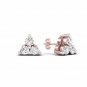 0.33 Ct Natural Round Cut Diamond Three Stone Stud Earrings in 10k Rose Gold