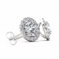 0.75 Ct Natural Round Cut Diamond Halo Stud Earrings in 10k White Gold