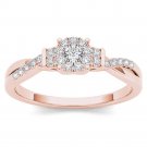 10k Rose Gold 0.25 Ct Diamond Criss-Cross Shank Cluster Engagement Ring HI I2