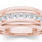 Solid 10k Rose Gold 0.50 Ct Round Cut Diamond Men's Wedding Band Ring HI I2