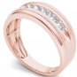 Solid 10k Rose Gold 0.50 Ct Round Cut Diamond Men's Wedding Band Ring HI I2