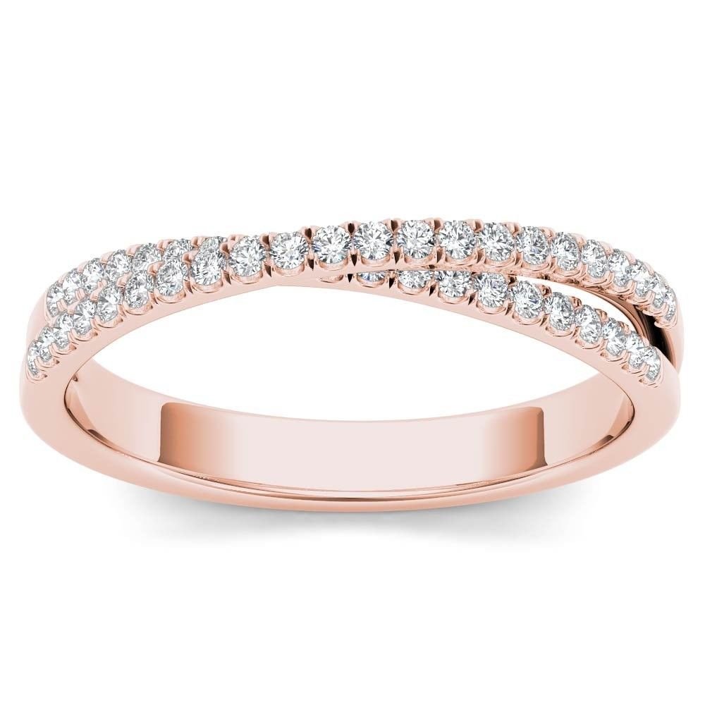 10k Rose Gold 0.23 Ct Diamond Cross-Over Fashion Engagement Wedding Ring HI I2