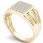 10k Yellow Gold 0.20Ct Natural Round Cut Diamond Men's Cluster Wedding Band Ring
