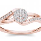 10k Natural Rose Gold 0.13 Ct Diamond Cluster Bypass Fashion Engagement Ring 10k Natural Rose Gold 0.13 Ct Diamond Cluster Bypass Fashion Engagement Ring