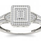 Natural 10k White Gold 0.25 Ct Round Cut Diamond Halo Engagement Wedding Ring Natural 10k White Gold 0.25 Ct Round Cut Diamond Halo Engagement Wedding Ring