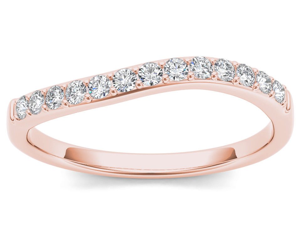 14k Rose Gold 0.25 Ct Round Cut Diamond Fashion Wedding Anniversary Band HI I2