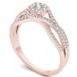 10k Rose Gold 0.50 Ct Natural Round Cut Diamond Halo Engagement Ring HI I2 Size