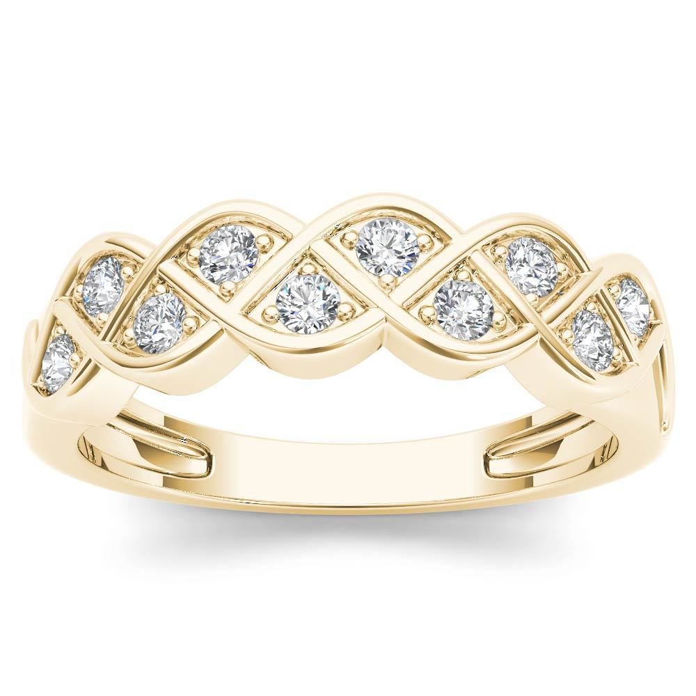 10k Yellow Gold 0.25 Ct Round Cut Diamond Fashion Engagement Ring HI I2 Size 7