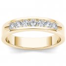 Solid 14k Yellow Gold 0.50Ct Round Cut Natural Diamond Men's Wedding Band Ring Solid 14k Yellow Gold 0.50Ct Round Cut Natural Diamond Men's Wedding Band Ring