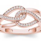 10k Rose Gold 0.15 Ct Diamond Two Interlocking Ribbons Fashion Engagement Ring 10k Rose Gold 0.15 Ct Diamond Two Interlocking Ribbons Fashion Engagement Ring