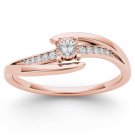 10k Rose Gold 0.10 Ct Natural Round Cut Diamond Bypass Engagement Ring HI I2 10k Rose Gold 0.10 Ct Natural Round Cut Diamond Bypass Engagement Ring HI I2