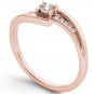 10k Rose Gold 0.10 Ct Natural Round Cut Diamond Bypass Engagement Ring HI I2