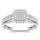 10k White Gold 0.25 Ct Round Cut Diamond Ring Cluster Halo Engagement Ring