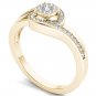 10k Yellow Gold 0.2 Ct Rount Cut Diamond Bypass Engagement Ring HI I2 Size 7